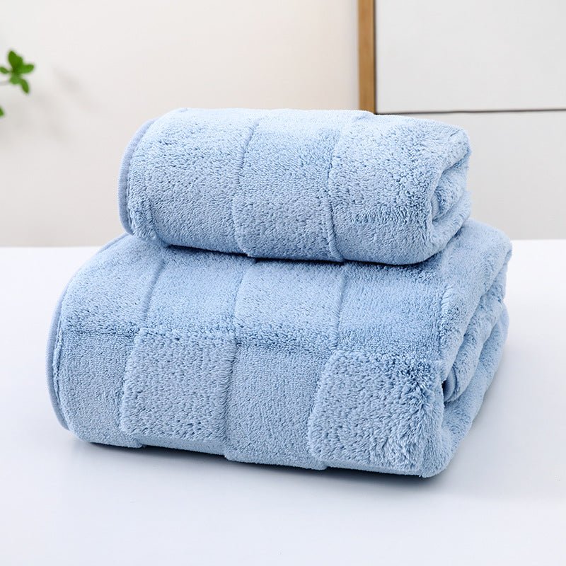 Wide Stripe Dark Stripe Coral Velvet Printing Towels Suit - Pickkart