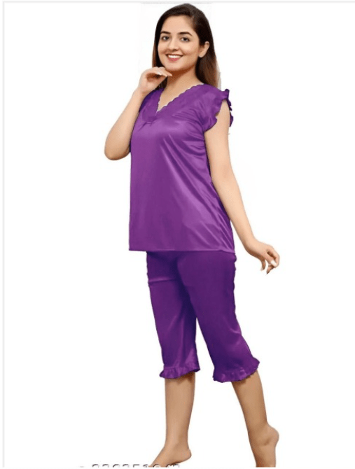 Women Night Suit (Purple, S) - Pickkart