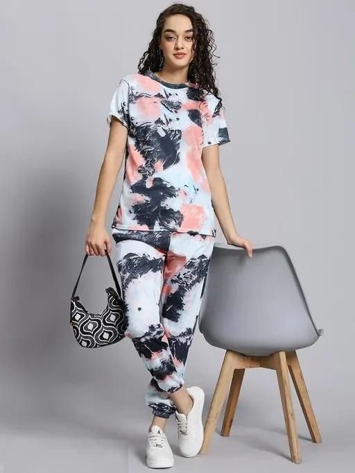 Women's Casual Tie Dye Print Night Suit - Pickkart