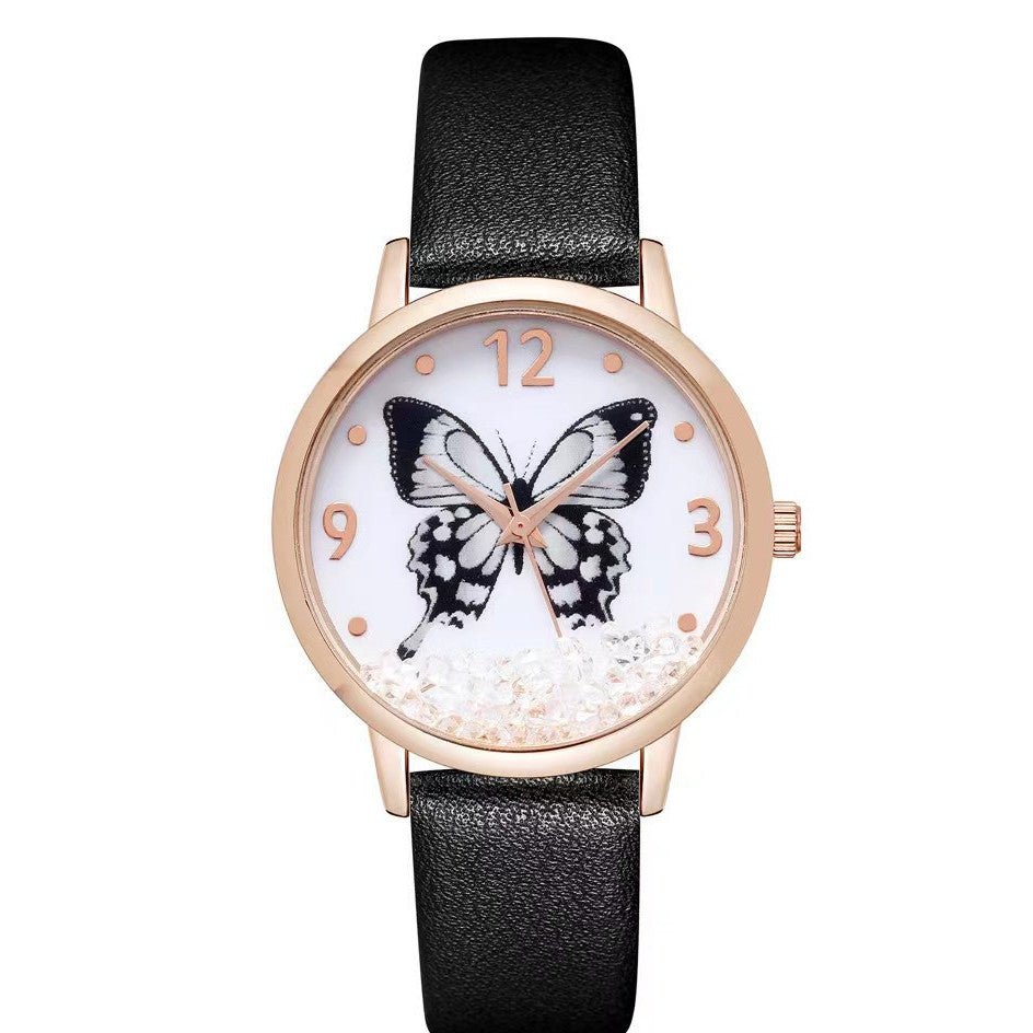 Women's Fashion Numbers Rhinestone Butterfly Quartz Watch - Pickkart