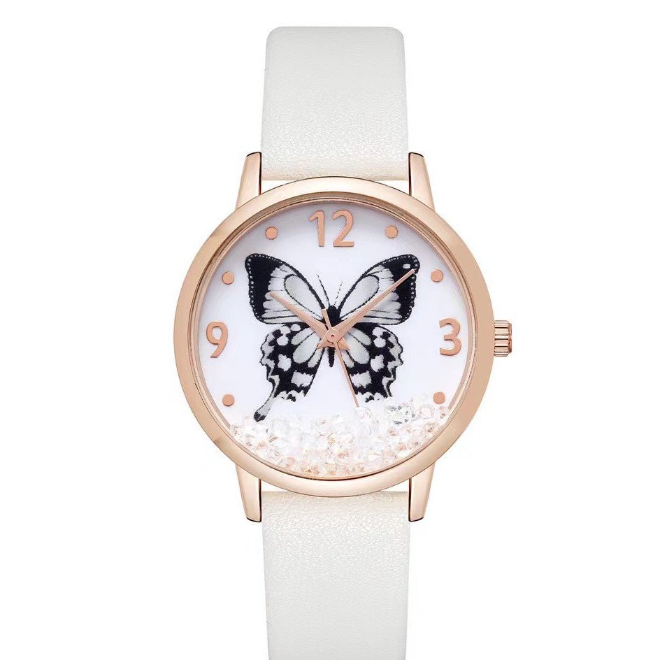 Women's Fashion Numbers Rhinestone Butterfly Quartz Watch - Pickkart