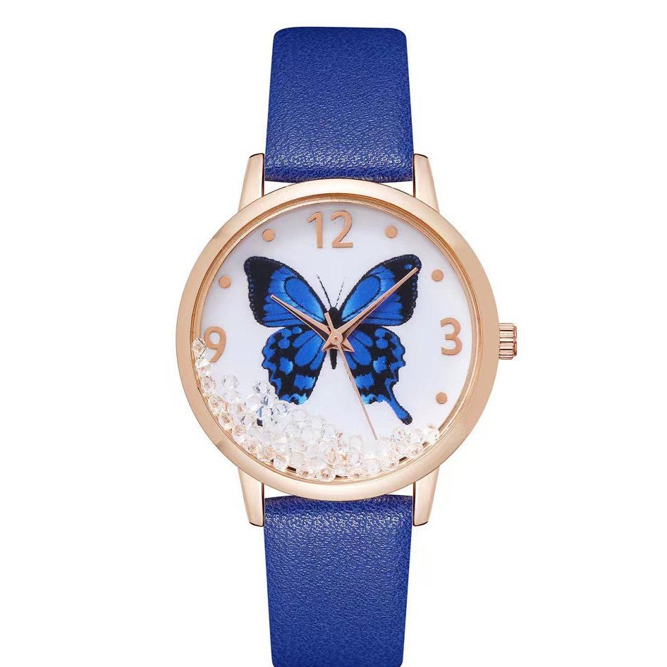 Women's Fashion Numbers Rhinestone Butterfly Quartz Watch - Pickkart