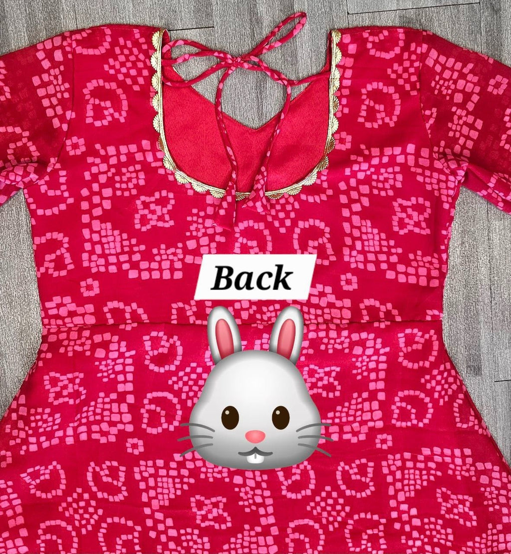 Women'S Red Bandhani Styles Gown - Pickkart