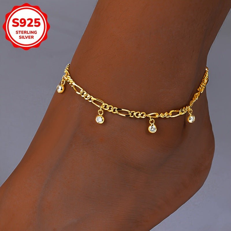 Zircon Anklet For Women Copper - plated Gold - Pickkart